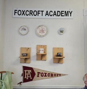 This wall shows Foxcroft Academy china.